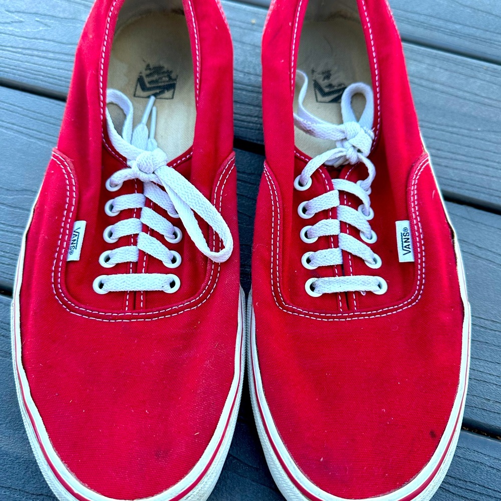 Vans Red Canvas Low-Top Sneakers
